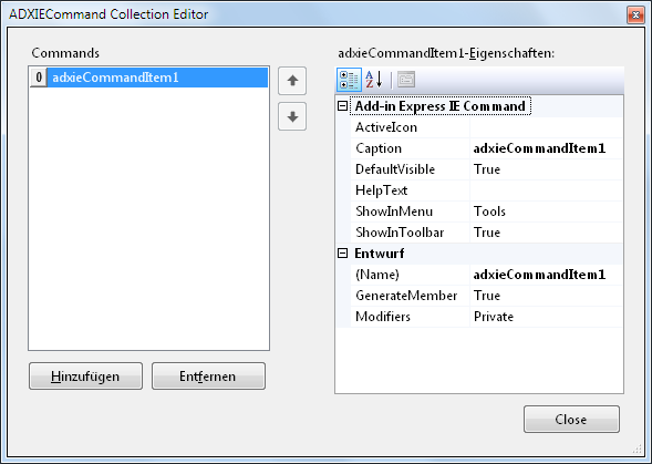 ADX IE Command Collection Editor